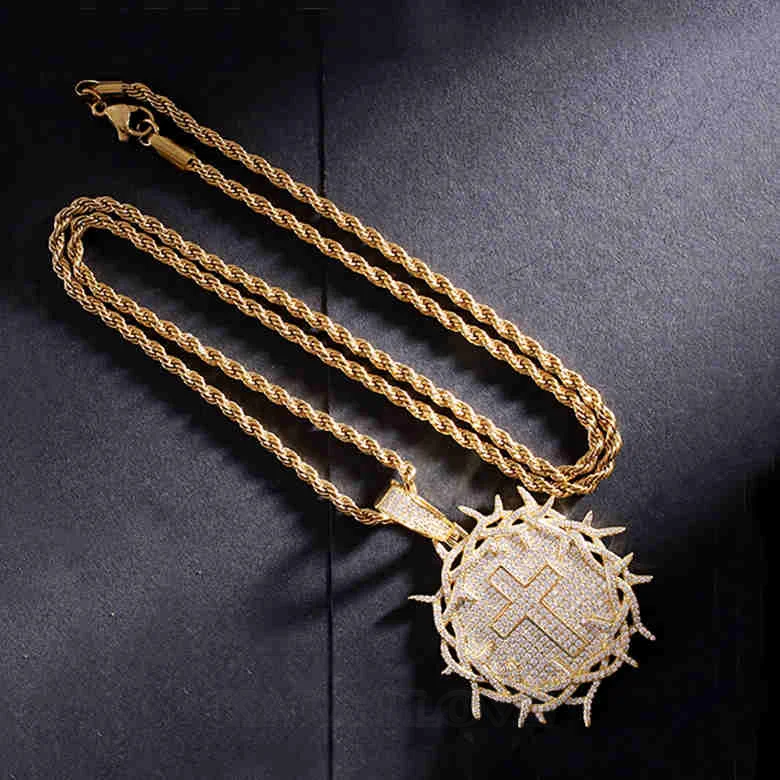 Crown of Thorns with Cross Medallion Pendant
