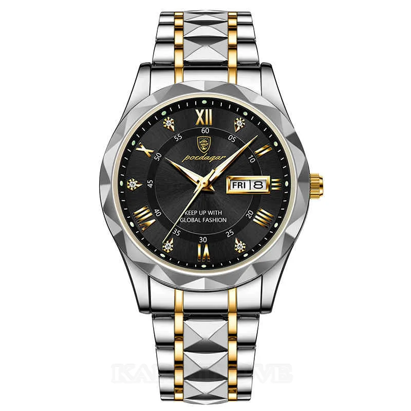 Waterproof Luminous Stainless Steel Two-tone Quartz Men's Watch