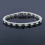 3mm Black Diamond Tennis Bracelet With White Moissanites In 925 Sterling Silver