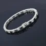 3mm Black Diamond Tennis Bracelet With White Moissanites In 925 Sterling Silver