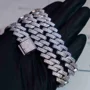 18K White/Gold-Plated Seamless Rhombic Iced Cuban Chain