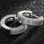 Blue&White Iced Hoop Earring In White Gold