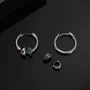 Black Punk Ball & Emerald Scattered Circle Hoop Earring