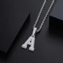 925 Sterling Silver Synthetic Moissanite A-Z 26 Letter Pendant Necklace for Women/Men with Stainless Steel Rope Chain