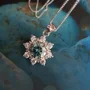 Moissanite 2ct Necklace-Blue Green Stone Necklace Gift For Her 