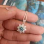 Moissanite 2ct Necklace-Blue Green Stone Necklace Gift For Her 